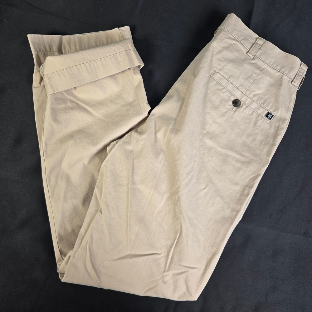 Brooks Brothers 346 Khaki Chino‎ Flat Front Pants Mens 30x30 Logo Cotton